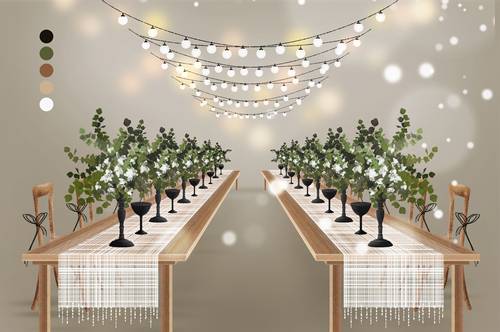 b483户外氛围灯泡圆球灯串婚庆led彩灯效果图psd分层文件婚礼长桌