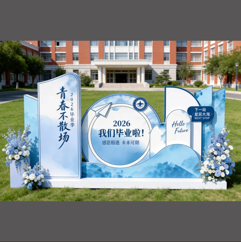 毕业美陈打卡拍照背景cdr源文件