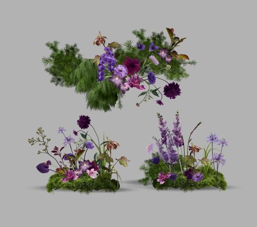 h485白绿紫色婚礼花艺素材psd源文件紫色小众户外室内婚礼图