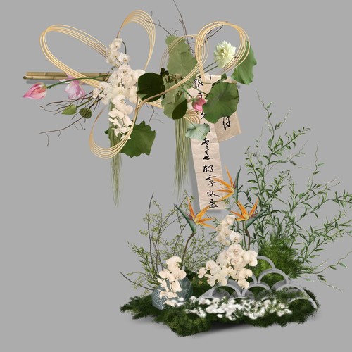 h444新中式竹编婚礼效果图素材psd分层文件竹编婚礼效果图素材