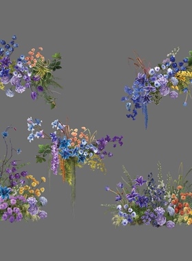 h144蓝紫黄绿橙色婚礼花艺素材psd源文件蓝紫色婚礼南洋风婚礼