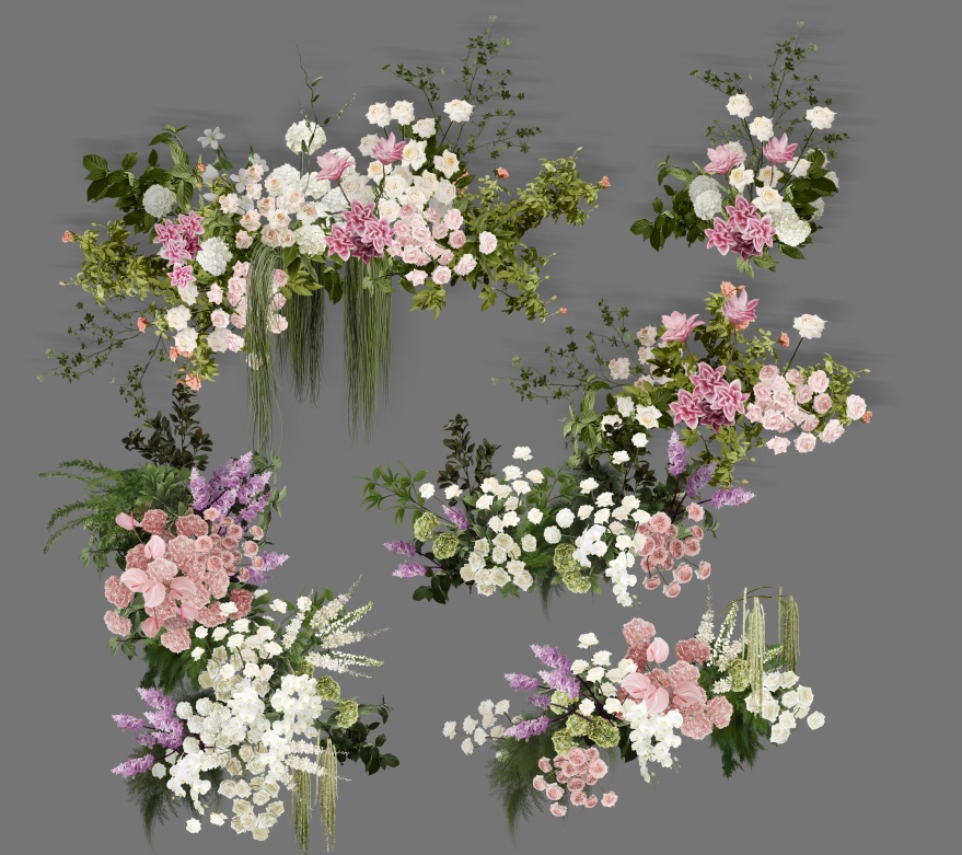 h097白绿粉色婚礼花艺素材psd源文件粉色婚礼粉紫色婚礼韩式婚礼