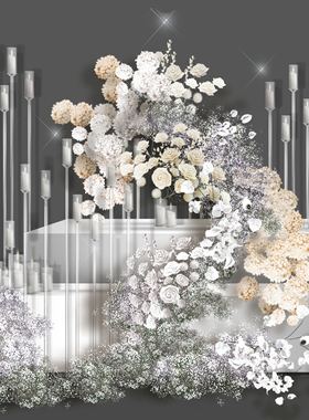 b466韩式蜡烛玻璃烛台婚礼效果图素材psd文件韩式婚礼效果图素材