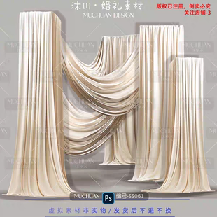 61香槟白色多层次弧度桁架立柱布幔通道甜品区婚礼效果图婚礼素材