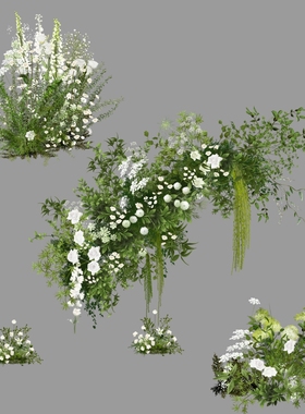 h396白绿花艺素材psd分层文件婚礼效果图花艺素材婚礼花艺素材