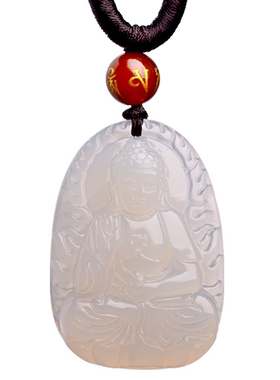 天然白玛瑙本命佛十二生肖属狗猪