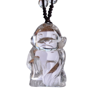 天然白水晶虎兔龙蛇马羊猪吊坠十二生肖属猴立体挂件男女项链饰品