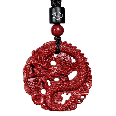 正品朱砂龙牌吊坠生肖属龙项链