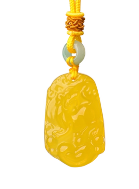 黄玉髓十二生肖属狗钥匙扣吊坠