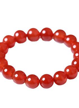 天然红玛瑙手链女生男红色转运珠