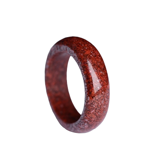 正品原矿朱砂素圈戒指女本命年高含量紫金砂晶体砂指环男饰品礼物