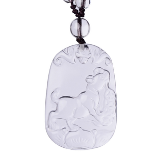 天然白水晶十二生肖吊坠男项链女本命年狗猴鸡龙蛇羊兔护身符挂件