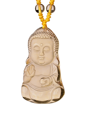 弥勒佛本命年儿童天然黄水晶