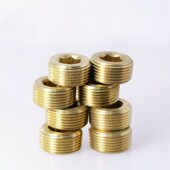 英制黄铜内六角堵头油塞螺塞闷头管帽外丝内六角堵头1