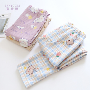 产妇孕期宽松家居裤 秋冬款 女 春秋纯棉加厚保暖外穿托腹裤 孕妇睡裤