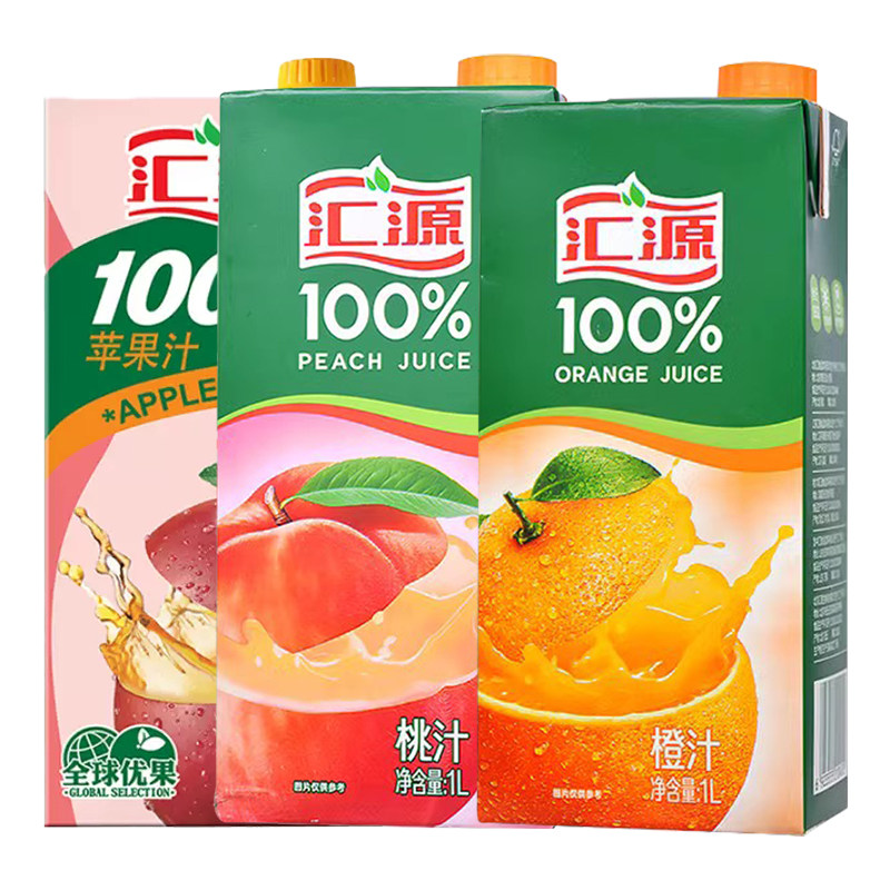 汇源果汁100%果汁1Lx12盒装整箱橙汁桃汁葡萄汁苹果汁包邮,咖啡/麦片/冲饮,果味/风味/果汁饮料,淘宝优惠券,粉丝福利购,淘宝优惠卷