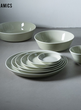 爱陶乐官方[花岗岩]浅绿色系牛排盘西餐盘酒店米其林用Loveramics