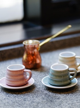 爱陶乐官方[直身型] 110ml土耳其咖啡杯碟套装Loveramics