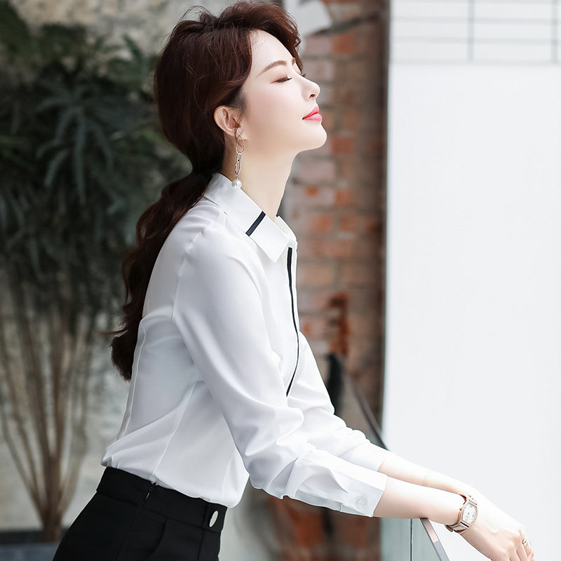 加绒职业衬衫女秋冬长袖工作服气质正装工装抗皱白色加厚方领衬衣|ruв категории Женская одежда, рубашка - от Buy2taobao.com для оказания профессиональной услуги покупки агента Taobao