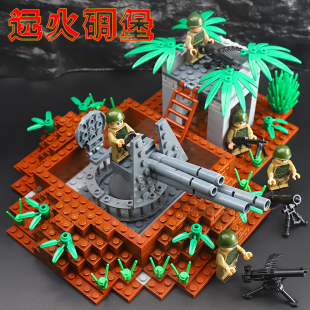 二战系列德军碉堡战壕废墟大型拼装战争场景武器装备拼装积木玩具