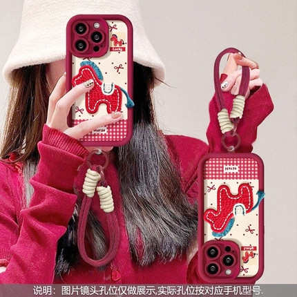 2026马年刺绣小马适用OPPOFindX9/X8全包Reno15软硅胶K13新年款A6/A5手机壳Realme15真我14防摔GT8保护套Neo7