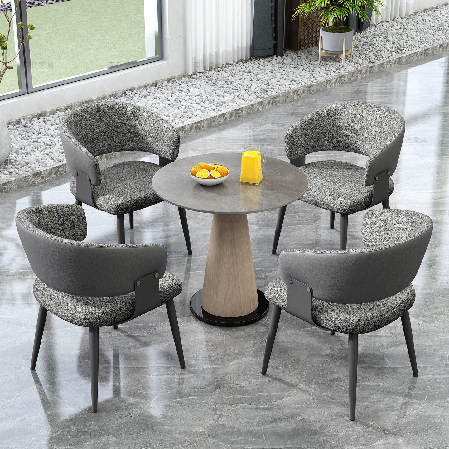 咖啡厅小酒馆圆桌简约商务售楼处洽谈桌椅休闲家用岩板餐桌子阳台,住宅家具,岩板餐桌,淘宝优惠券,粉丝福利购,淘宝优惠卷