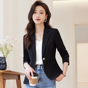 黑色小西装外套女短款春秋2023新款修身收腰休闲气质女士西服上衣