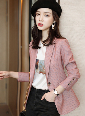 格子小西装外套女春秋2025新款小个子气质休闲修身高级感西服上衣