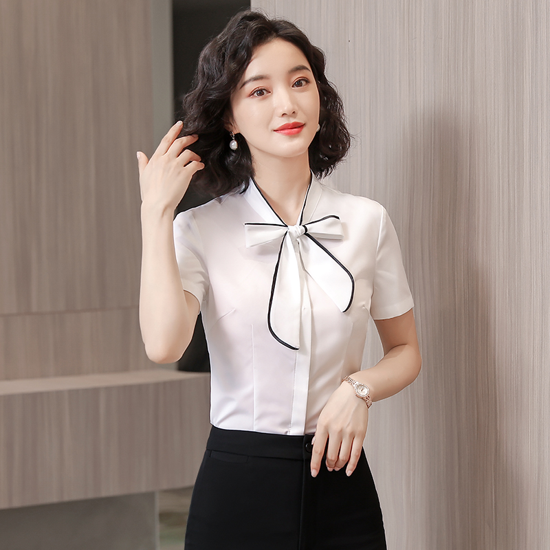 职业装衬衫女短袖酒店服务员工作