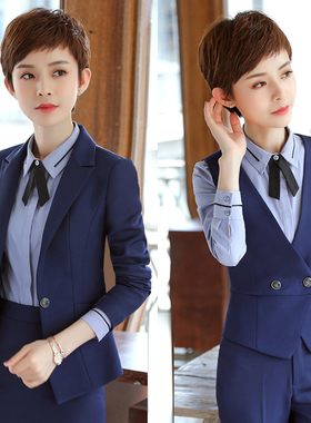 时尚职业套装女春秋西装套装韩版气质面试正装酒店前台教师工作服
