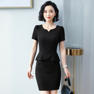 连衣裙女2024夏季新款时尚气质职业包臀裙修身珠宝店美容师工作服