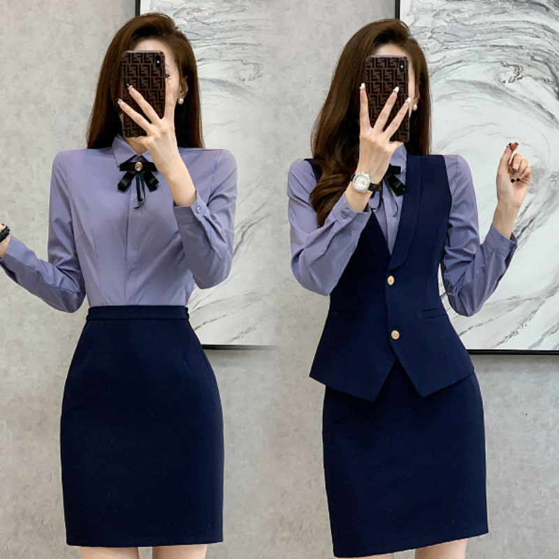 职业马甲套装女工装美容师酒店餐厅领班服务员前台接待工作服春秋