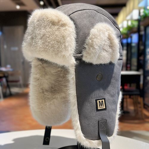 鹿皮绒雷锋帽女冬季加绒加厚保暖棉帽户外骑车护耳帽东北防风帽男