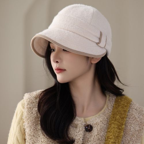 英伦风覆古气质优雅渔夫帽子女春秋季新款宽檐显脸小保暖鸭舌帽潮