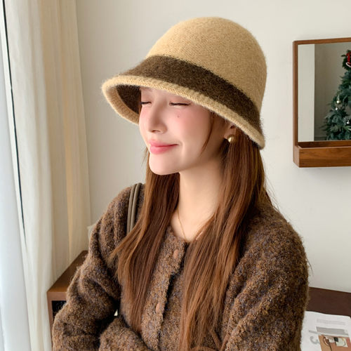 新款高品质渔夫帽子女秋冬百搭针织毛线盆帽时尚保暖帽水桶帽素颜