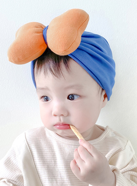 婴儿帽子秋款护囟门可爱宝宝无骨护头帽初生婴幼儿保暖纯棉胎帽冬