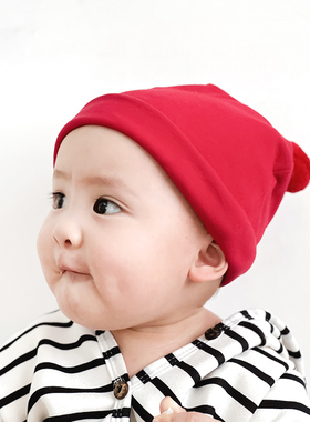 婴儿帽子春秋新生婴幼儿纯棉无骨胎帽宝宝帽子可爱超萌新年套头帽