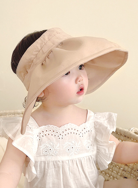 夏季遮阳帽大帽檐婴儿宝宝帽子超萌可爱轻奢空顶帽防晒透气太阳帽