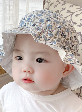 婴儿帽子夏季薄款防晒遮阳帽公主可爱超萌新生宝宝渔夫帽透气凉帽
