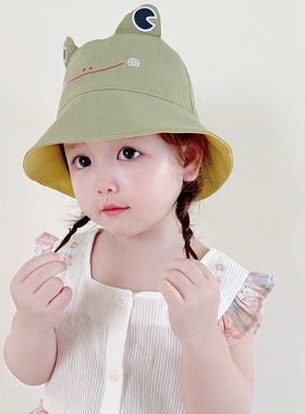 新款婴儿帽子春秋薄款可爱男女宝宝渔夫帽防晒遮阳帽韩版卡通盆帽