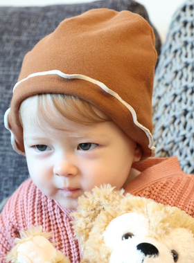 婴儿帽子护囟门帽可爱宝宝纯棉春秋保暖初生胎帽防风护头套头帽冬