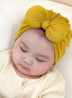 新生婴儿遮脑门帽子春秋超萌可爱宝宝纯棉囟门帽初生胎帽保暖冬季