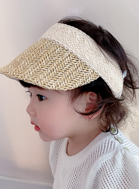 女宝宝夏季防晒空顶帽可爱超萌新生儿婴儿遮阳帽透气外出宫延草帽