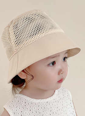 宝宝防晒帽子夏季薄款遮阳帽新生婴幼儿可爱盆帽网纱透气渔夫帽子