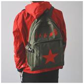 男式 双肩斜跨复古帆布包为人民服务帆布包学生书包红色文化装 饰品