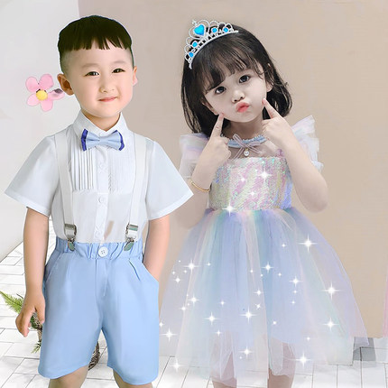 六一儿童舞蹈演出服蓬蓬裙公主裙幼儿园女可爱毕业照小星星连衣裙