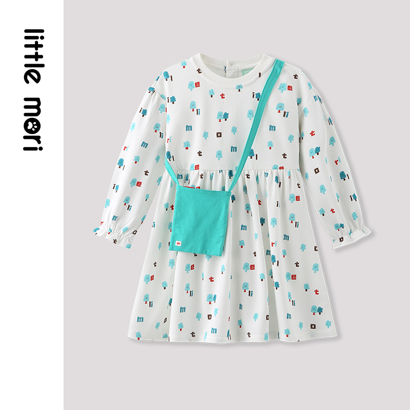 little mori小森林女童连衣裙圆领裙子碎花连衣裙洋气裙2022春季