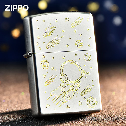 zippo太空人雕刻送礼黄铜