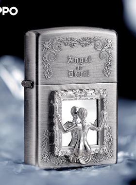 zippo打火机正版 镜中人天使骷髅银色贴章经典正品七夕送男友礼物