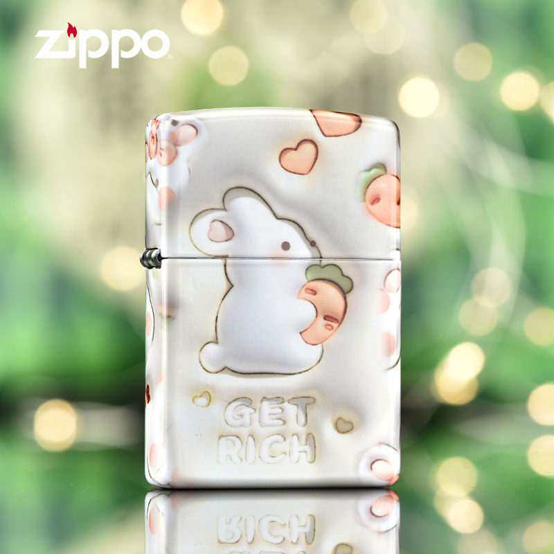 zippo打火机正版经典之宝正品 抱萝卜兔个性彩印火机情人节礼物